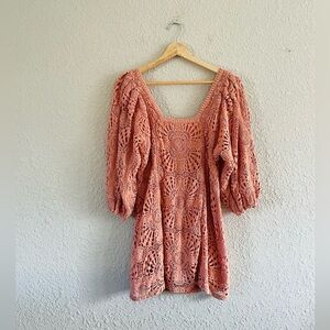 Jens Pirate Booty Crochet Pink Peach Mini Dress
